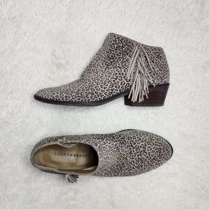Women's Lucky Brand Leopard Print Tassel Booties Sz 9
